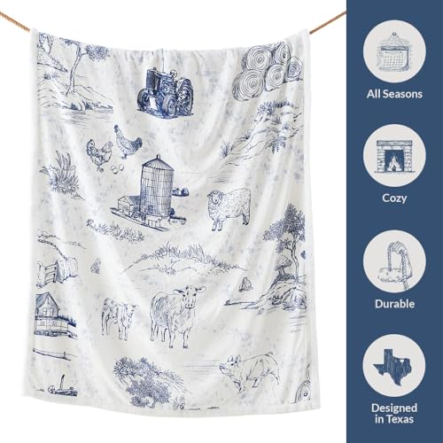 Image of Paseo Road Indigo Hill by HiEnd Accents Farm Life 54x68 Blue Throw Blanket