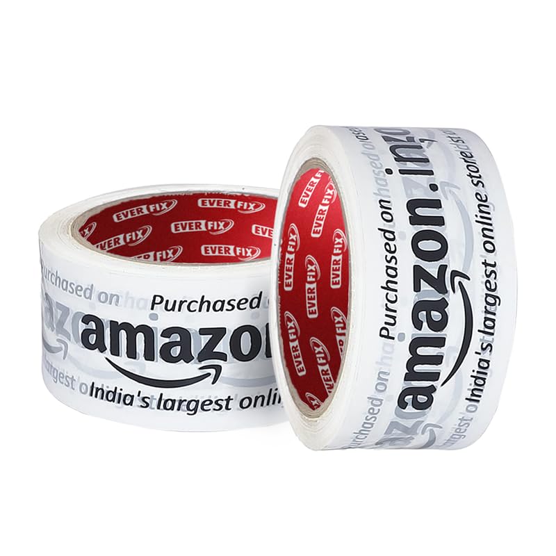 Image of BOPP Packaging Amazon White Tape | Cello | 48mm / 2 inch Width | BOPP Industrial Packaging Tape for E-Commerce Box Packing, Office and Gift Wrapping & DIY | 65 Meter Pack of 6