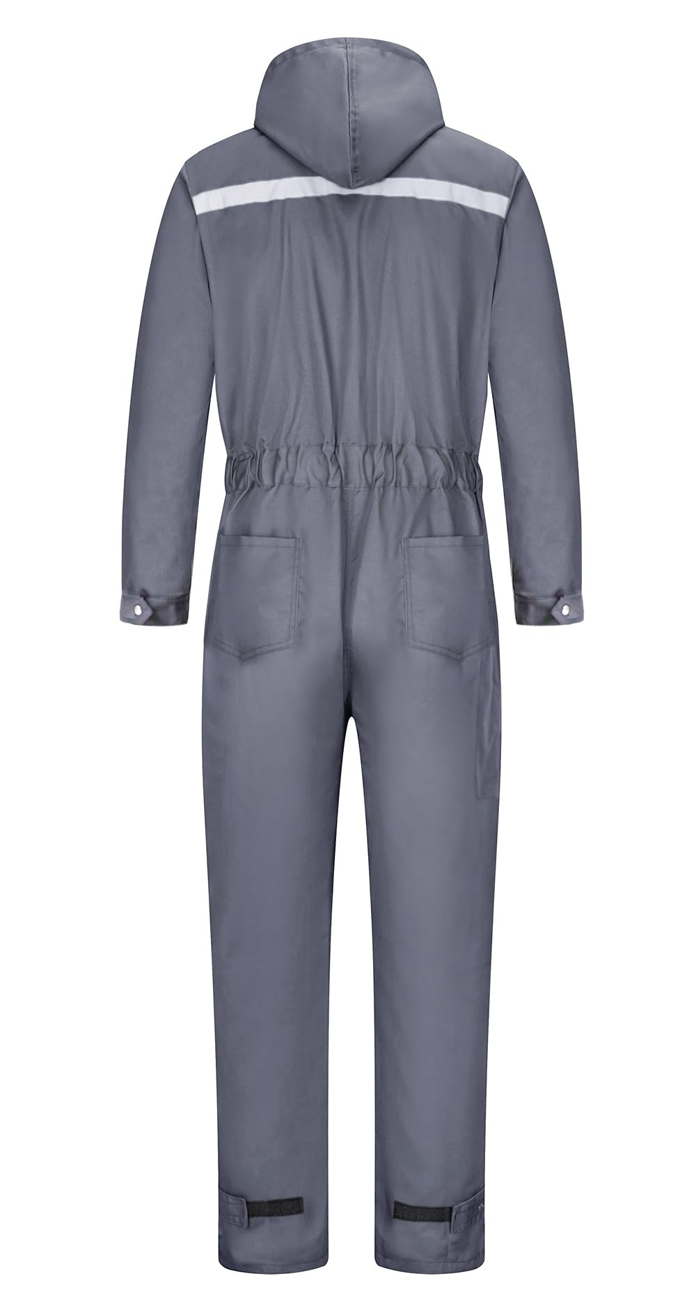 Uomo Incappucciato Tuta da Lavoro Multitasche in Poliestere e Cotone Tuta da Lavoro con Elastico Salopette da Lavoro Uniforme con Tasche, Grigio, M
