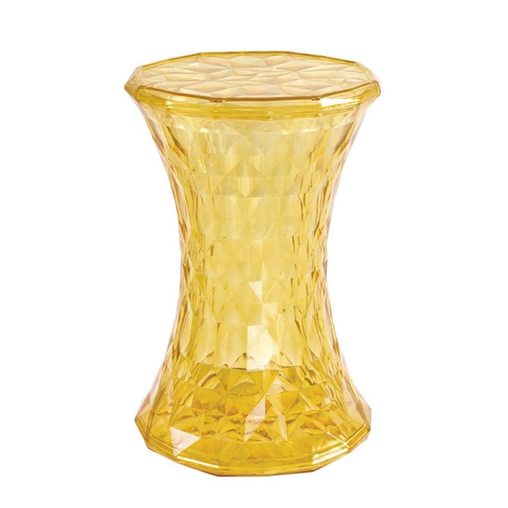 sdneNest Sgabello moderno in acrilico trasparente, antiscivolo e confortevole, per bagno e doccia, elegante sedia da trucco per soggiorno o camera da letto, 30 x 30 x 46 cm, giallo, 30 x 30 x 46 cm