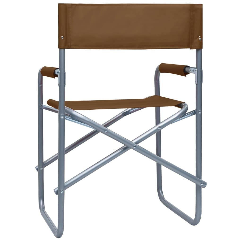 vidaXL 2X Chaises de Metteur en Scène Chaise Pliable Siège de Jardin Siège de Camping Plage Extérieur Terrain de Sport Acier Marron