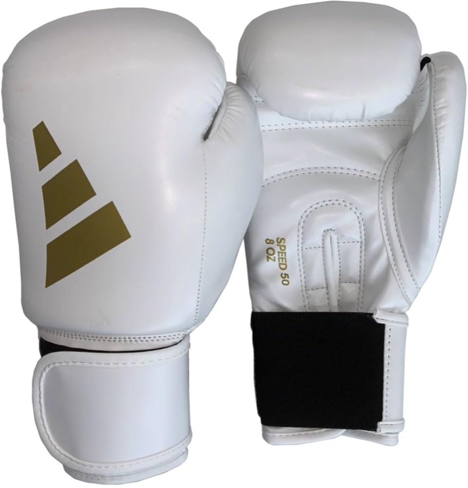 Adidas Combat Sports Boxing Martial Arts Boxing Gloves Speed 50 Boxing Gloves ADISBG50 white/gold 12 oz