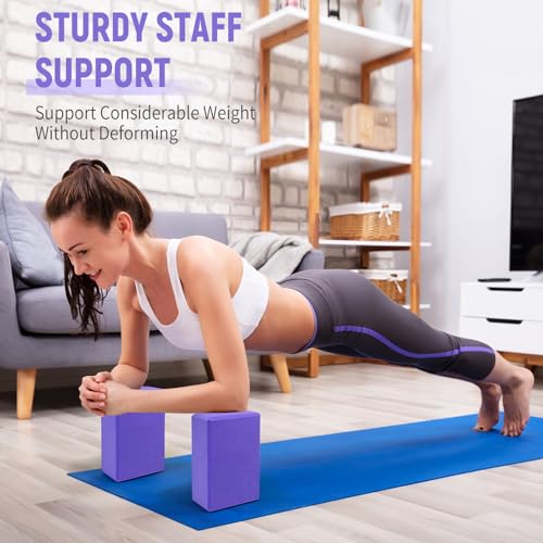 Yoga Blocks 2 Pack, Premium EVA Foam Blocks, Non Slip High Density Foam Yoga Blocks for Pilates Meditation, Stretching and Toning