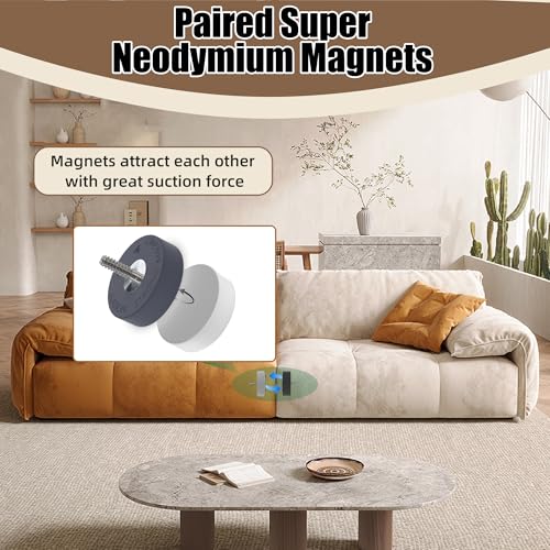 Image of Magnetpro Paired Super Strong Rubber Coated Mounting Magnets Anti-Scratch Anti Corrosion, Magnetic Base Over 80LB Heavy Duty Size 2 inch *0.6 inch with 1 /4 inch-20 Male Thread and Nut for Furniture, PTZ, Camera