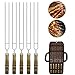 Augot Spiedini Acciaio Inox, 5 Pezz Sicuro Spiedini per Barbecue Termoresistente Forma a U Spiedini in Acciaio con Manico in Legno Riutilizzabili Spiedini per Carne per Il Campeggio Esterno, 42CM