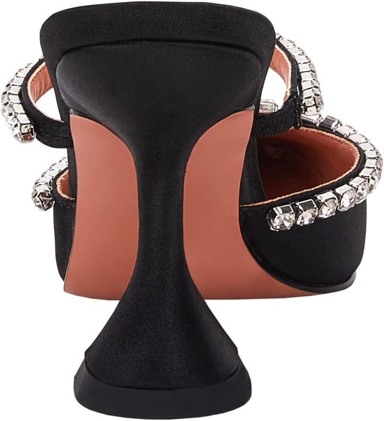 VETASTE Women's Pointed Toe Strappy Heels Crystal Satin Heeled Mules Wedding Party Shoes - Image 5