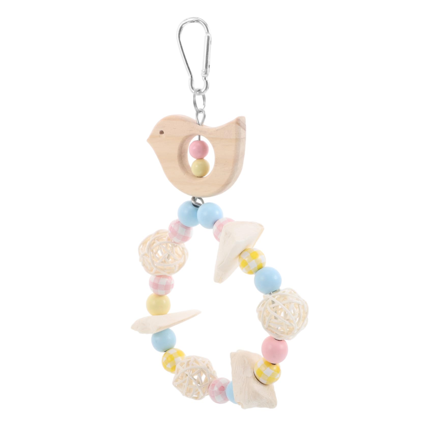 POPETPOP Colorful Chewing Swing for Birds Garland Perch for Parakeets Cockatiels Engaging Bird Cage Accessory Beak Health and Physical Activity