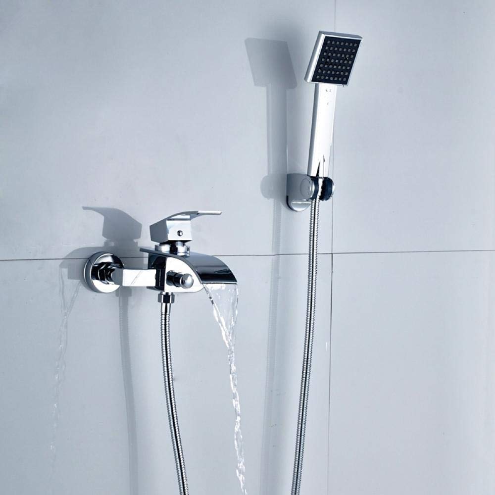 Robinet de douche cascade mural mitigeur de baignoire avec support douchette chrome