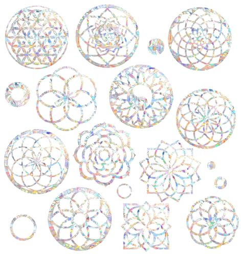 Image of Rainbow Window Stickers, 18 Pcs Prism Window Cling for Windows Bird Deterrent, Sun Catcher Sticker (2 Sheets)
