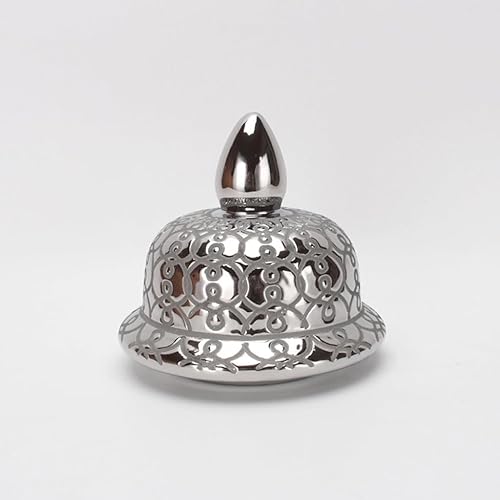 Miniatura 3 de Tarro de cerámica de mosaico plateado con tapa, tarro de jengibre antiguo con jarrón de porcelana plateada tradicional china texturizada para