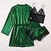 Pajama Sets for Women Fashion Sexy Lace Tanks Shorts Nightgown Sleepwear 3 PC Casual Comfort Home Pajamas Suits Green