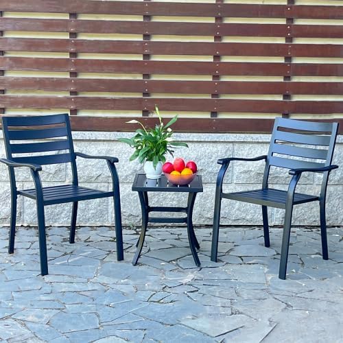 lron Terrace Dining Chairs, a Set of 2 Black Color Outdoor Chairs, Bistro Metal Chairs, All-Weather Outdoor Metal Dining Chairs, Suitable for Gardens, Terraces, and Swimming Pool (Black)