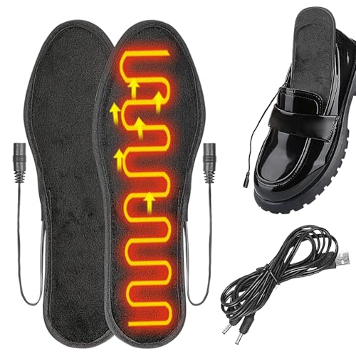 shjxi Plantillas Calefactables | Insertos Calefactables para Zapatos,Almohadilla Térmica Eléctrica Recortable para Calentar Pies, con Calefacción USB Recargable Y Lavable | para Hombre