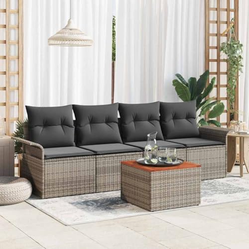 Canapé de jardin modulable polyrotin pour optimiser l'espace salon extérieur 5 pièces