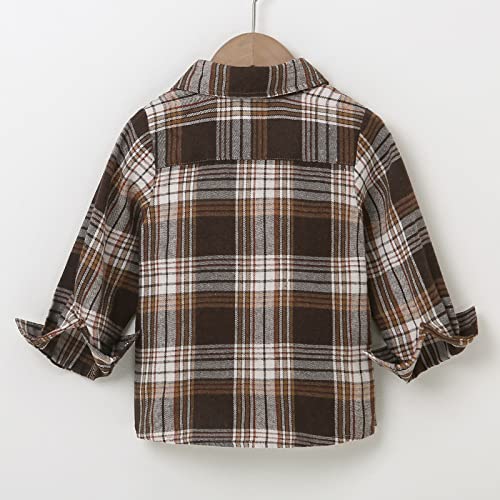 Kids Toddler Baby Boys Long Sleeve Plaid Shirt Lapel Button Down Western Shirt Classic Fall&Winter Top Outwear3