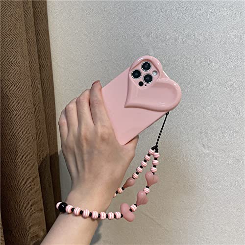 Coque iPhone XR rose avec perles et cordon amovible