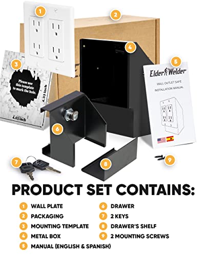 Elder Welder® Hidden Wall Safe Outlet With Key Lock, Electric Socket Safe, Covert Wall Safe, Diversion Outlet Safe, Outlet Hidden Safe, Secret Compartment, Secret Outlet Box For Hiding Money Jewellery #TOP5