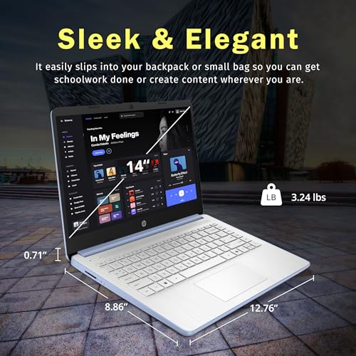 Image of HP Stream 14 inch HD Laptop, Intel Processor N150, 4GB RAM, 128GB UFS, Intel Graphics, Copilot, Fast Charge, Wi-Fi 6, Windows 11 S, Sky Blue (Renewed)