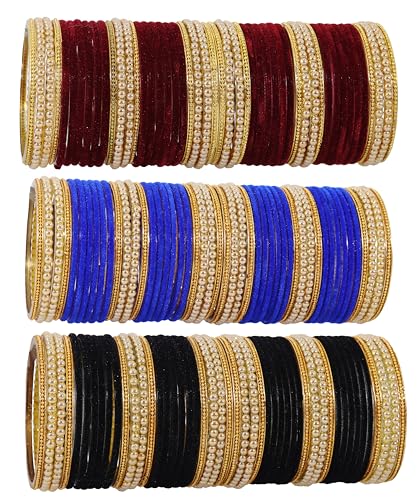 Image of NMII Glass with Plain and Glossy Finished Bangle Set For Women and Girls