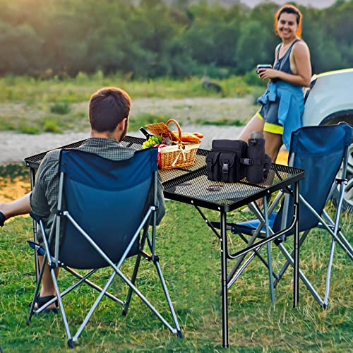 Roowest 4 Ft Outdoor Camping Table Set Including 4 Ft Folding Grill Table With Mesh Desktop And 4 Ft Stretch Polyester Table Cover Portable Foldable Metal Table For Picnic, Camping, Bbq #TOP1