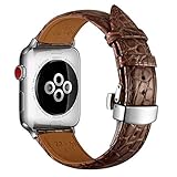 MUENShop Cinturino in Coccodrillo Compatibile con Apple Watch Cinturino di Ricambio in Vera Pelle di...