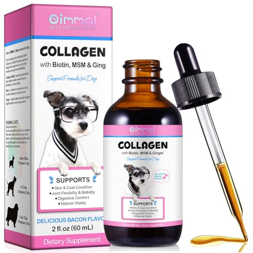 Flüssiges Kollagen für Hunde, Hund Haut und Fell Kollagen Ergänzung, trockene und juckende Haut Relief, Hund Joint Supplements, Unterstützung der Verdauung Gesundheit, Hund Kollagen Tropfen