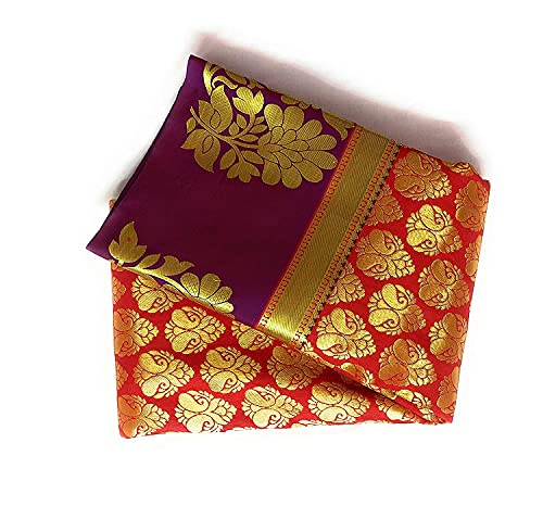 SILK SAREES Kanchipuram Silk Saree (Orange and Green)