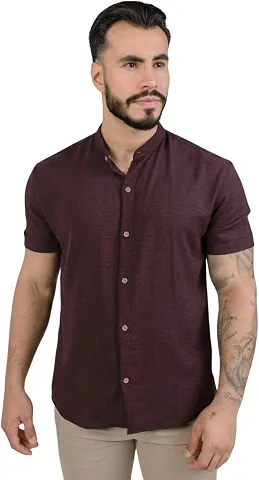 Camisa Social Masculina Manga Curta Gola Padre Elegante e Versatil Tendencia Verão