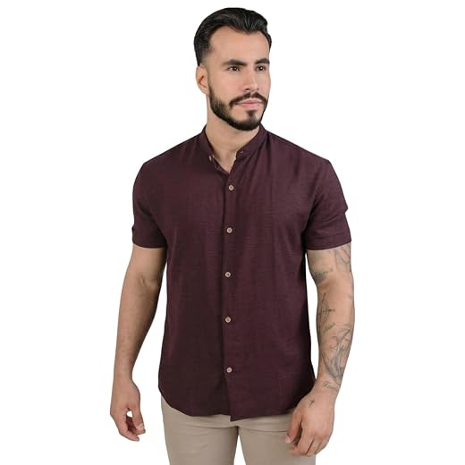 Camisa Social Masculina Manga Curta Gola Padre Elegante e Versatil Tendencia Verão