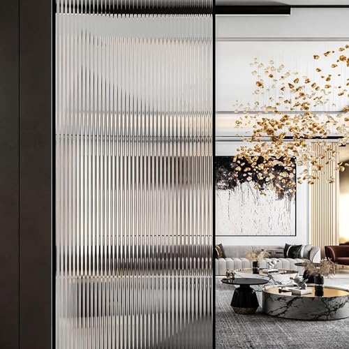 Image of WOO Home Frosted Glass Window Film & Stickers (12 X 60 Inchs) Privacy Window Cover for Home & Office - Easy Apply, UV Protection, Removable Decorative Film (Fluted Film 1 X 5 SQFT)