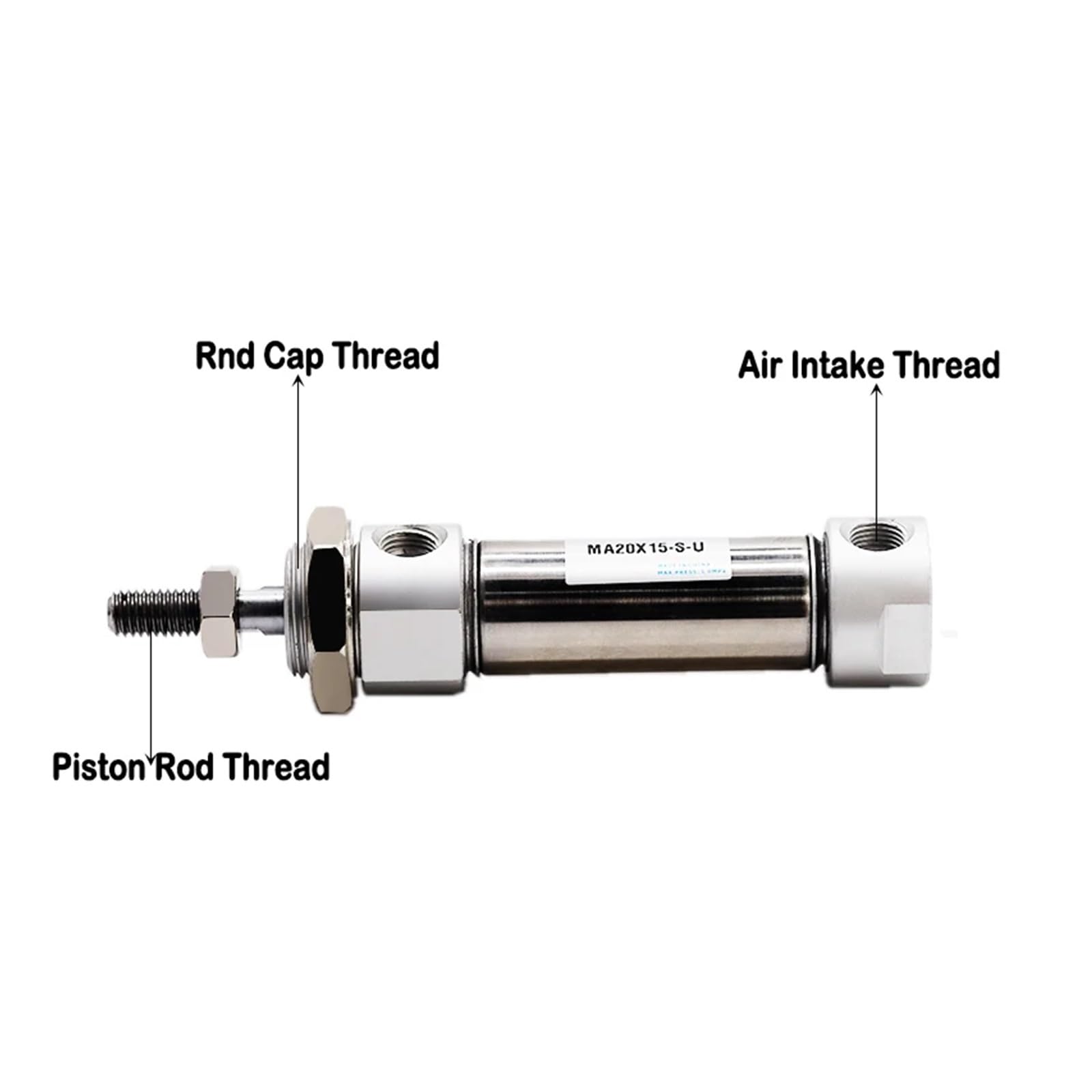 Pneumatischer Mini-Zylinder aus Edelstahl, MA16 mm x 10/15/20/25/30/40//50/60/75/80/100/120/125-200-SU flacher Schwanz (Hub 10 mm-S-U)