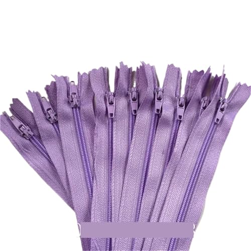 Cremalleras, Cremalleras 100 piezas Cremalleras en espiral de nailon de extremo cerrado Artesanía de costura a medida (3-40 pulgadas) 7,5-100 CM(Light Purple,35cm)