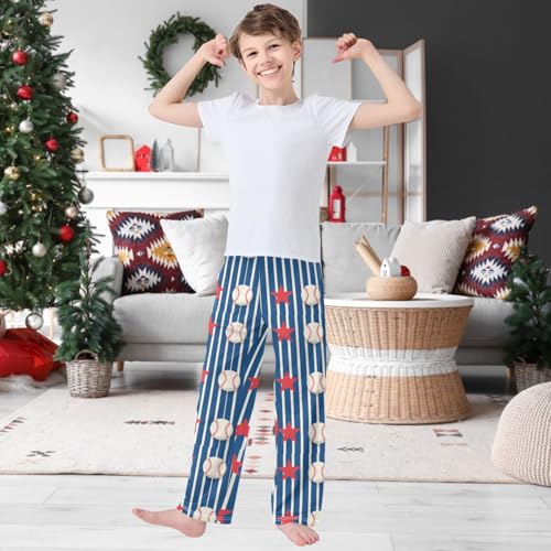 Boy's Pants Baseball Star Jogger Pants Elastic Waist Long Bottoms Trousers with Pockets 6-14 Years2