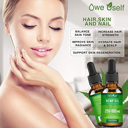 Organic Hemp Seed Oil Drops Extract 250000MG for Pain Relief Natural Hemp Seed Oil Rich in Omеga 3, 6, 9 Helps with Stress Relief Sleep, Skin Care& Hair Growth.Vegan Friendly - Image 8