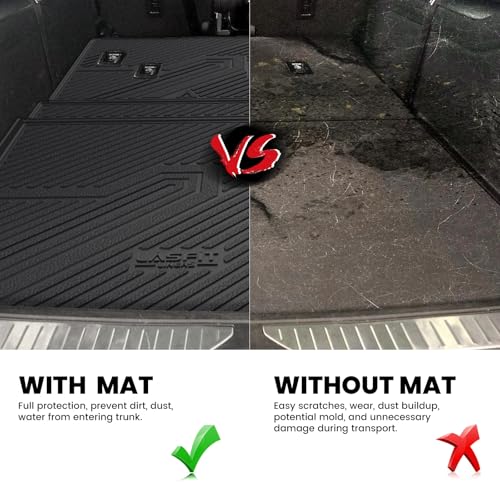 Image of LASFIT Trunk Mat for Chevy Suburban /GMC Yukon XL /Escalade ESV 2021-2026 | Only with 3rd Row Backrest Mat; Only Yukon XL, Not Yukon /Only Escalade ESV, Not Escalade; Edge to Edge Coverage,Easy to Wash