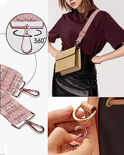 Image of Purse Straps Rose Gold Buckles Wide Shoulder Strap,Fashion Adjustable Replacement Belt for Crossbody Canvas Bag Handbag(Stay Positive Inspirational Quote)