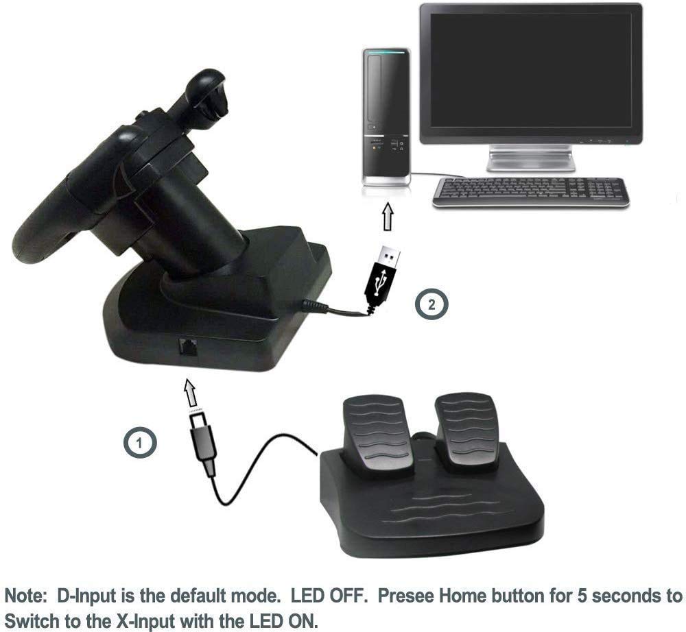 RajoNN Gaming Racing Wheel, Controlador Gamepad Compatible con PS3/PC Controlador de conducción simulada Dirección de Juego de vibración