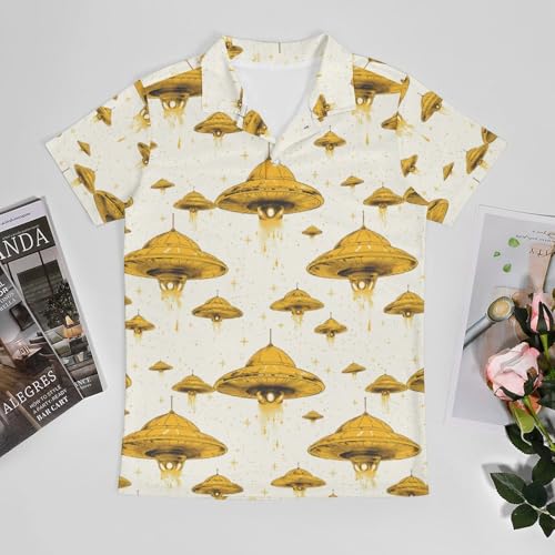 Yellow UFO Boys' Classic Polo Shirts Short Sleeve Moisture-Wicking Golf & Tennis Shirts for Youth Teens 3-16 Years3