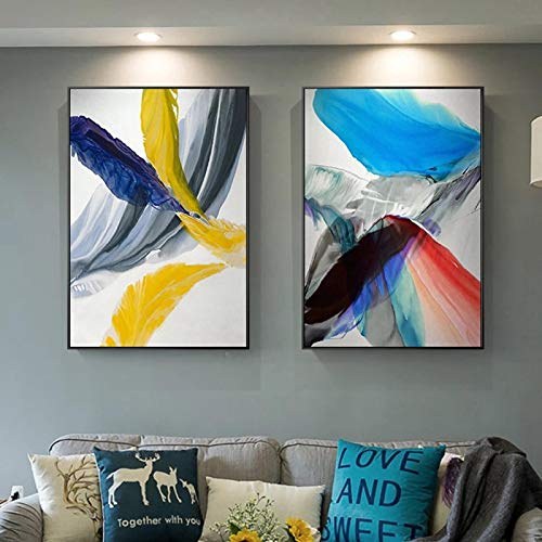 Peintures sur toile de plumes colorées, une touche d'espoir moderne pour illuminer votre foyer