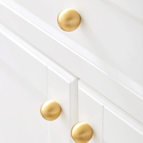 Miniatura 3 de RZDEAL 4 perillas de latón macizo de 1.0 pulgadas para gabinete, bola dorada cepillada, manijas y tiradores de herrajes para puertas de muebles