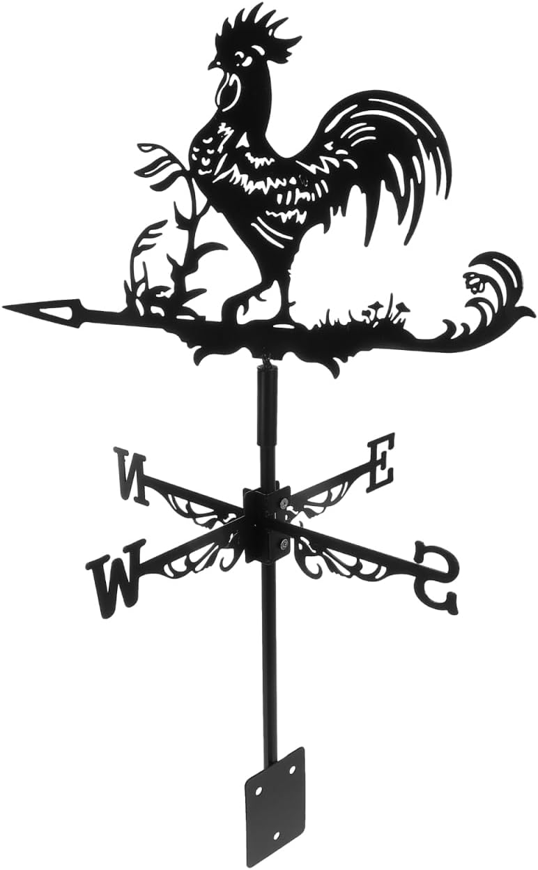 Toddmomy Rooster Weather Vane Roof Mounted Wind Direction Indicator Metal Weather Vane for Garden Farmhouse Patio Outdoor D Cor