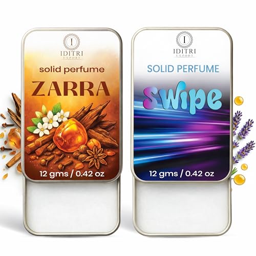 Image of Solid Perfume |zarra&Swipe Alcohol Free Wax Perfume Balm, Long Lasting | Pocket Tin 12g, Pack Of 2| Non Greasy Smooth Glide, Travel Friendly Men And Women