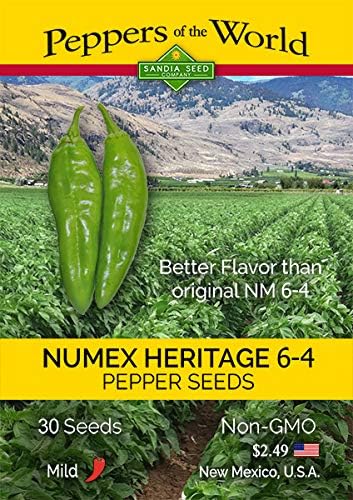Heritage NuMex 6-4 Mild -Green Chile 30 Seeds - Non-GMO