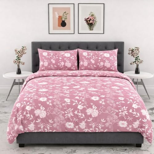 Image of DECOR2ADMIRE Premium Cotton Bedsheet Double King Size 90x100 Inches, 300 TC Soft Breathable Printed Bed Sheet with 2 Pillow Covers (Blush Pink Floral, Double 90 inch x 100 inch)