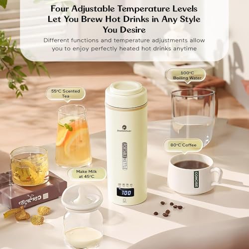 Image of StarAndDaisy Electric Kettle, Small Mini Coffee /Tea Kettle with 4 Temperature Settings, Fast Boiling Hot Water with Auto Shut-Off with Handle, Stainless Steel -Cream