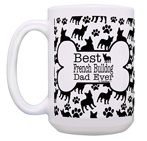 Best French Bulldog Dad and Mom Ever Mug Set Bone and Paw Print Pattern 2 Pack 15-oz Cups 15oz Mugs