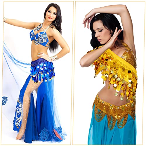 12 Pieces Belly Dance Skirt Hip Scarf With Gold Coins Belly Dancing Wrap Skirt Belt Coin Sash Dance Performance Costume For Women Girls Music Festival Halloween Party Bellydance Yoga Class #TOP5