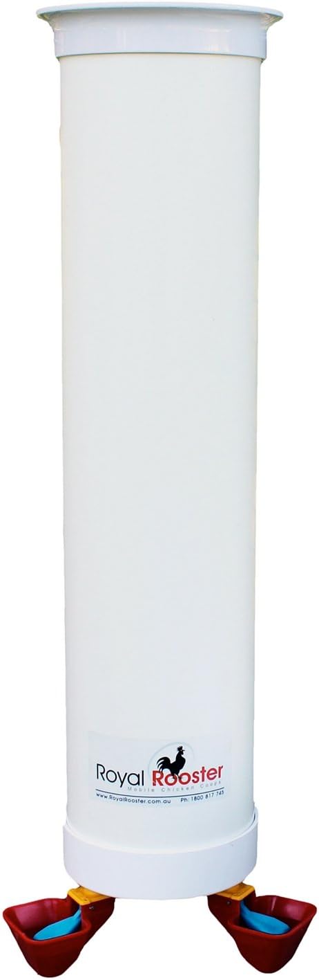 Royal Rooster1 Gallon Automatic Twin Chicken Waterer with 2 gravity-feed valve-operated drinking cups - Indoor and Outdoor Coop Hanging Chicken, Duck and Poultry Water Dispensing System