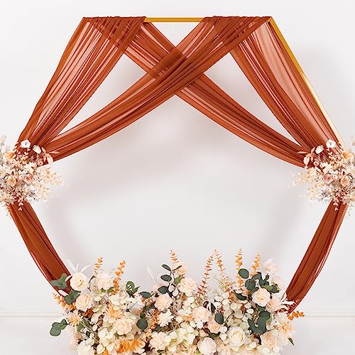 Image of MLMC Terracotta Wedding Arch Draping Fabric 2 Panels 29 inch x 20 FT Extra Long Gauze Drapes Sheer Backdrop Curtains 6.6 Yards Outdoor Drapery Panels for Wedding Ceremony Party Ceiling Decoration