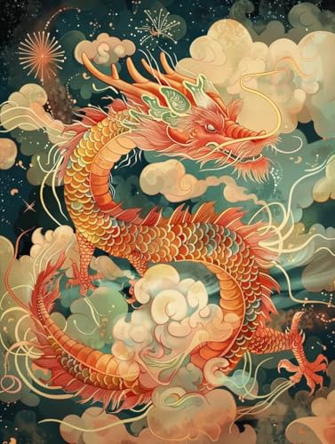 Peinture numero adulte dragon geante contre le stress quotidien